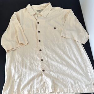 Men's Beige Button-Down Shirt